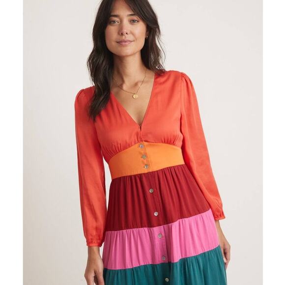 Marine Layer Maeve Colorblock Maxi Dress Size Small - Picture 13 of 13